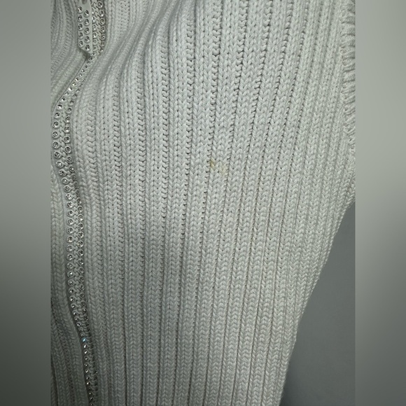 Von Saken white ribbed rhinestone zipper vest size S - Picture 3 of 9
